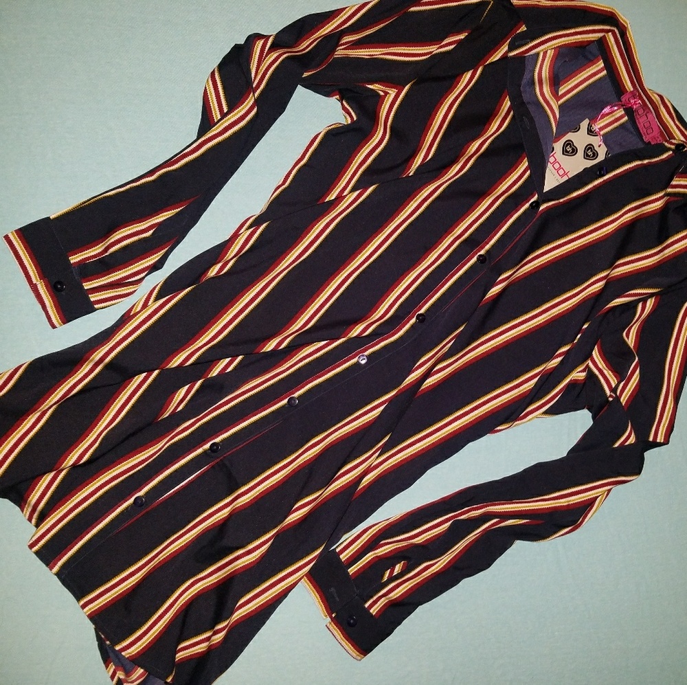 Silky Striped Button Down Blouse
